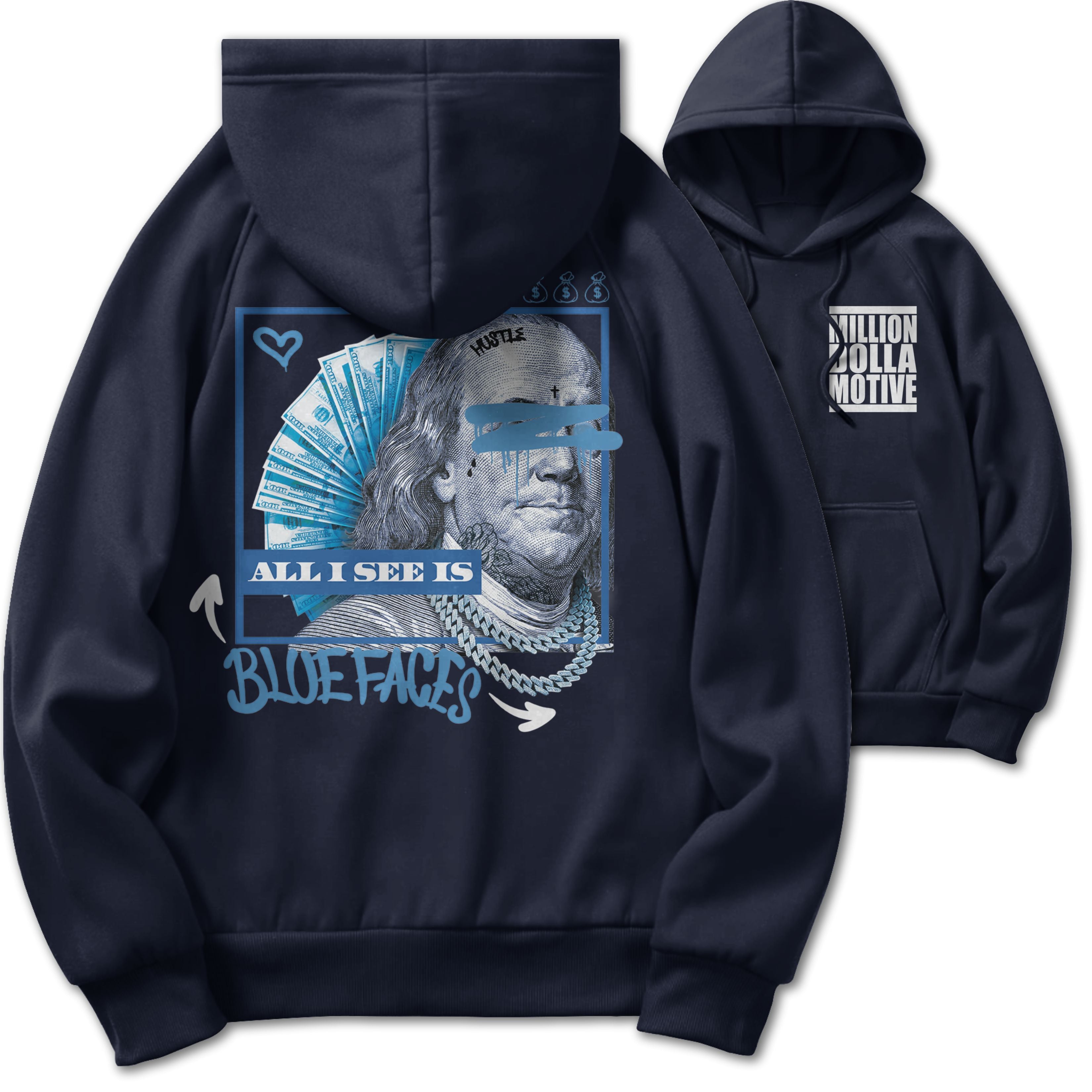 All I See is Blue Faces - Navy Hoodie Sweatshirt – Million Dolla