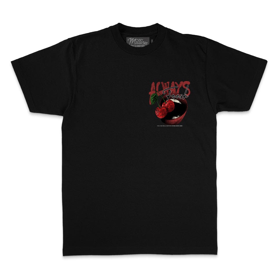 Always Fresh Cherries Black T Shirt Million Dolla Motive