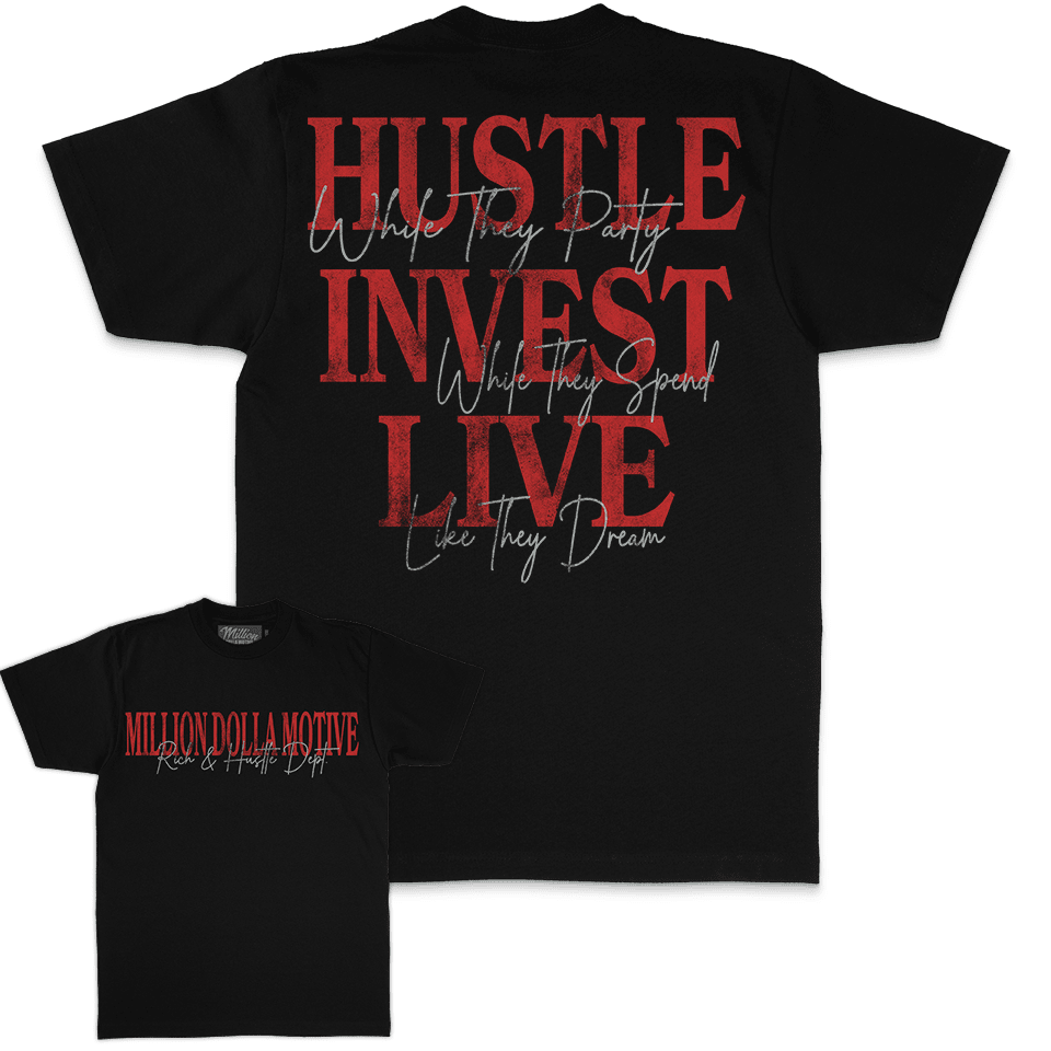 Hustle Invest Live - Black T-Shirt