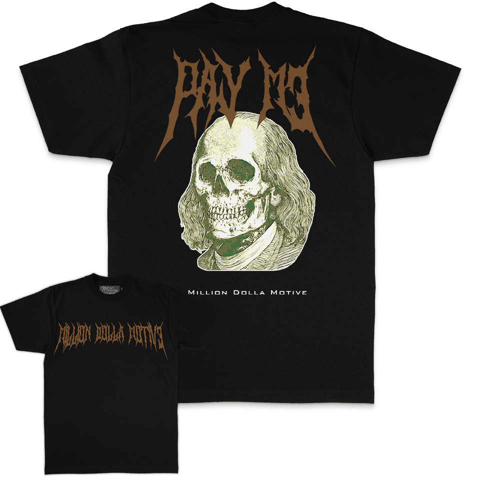 Pay Me Benjamin Skull - Black T-Shirt