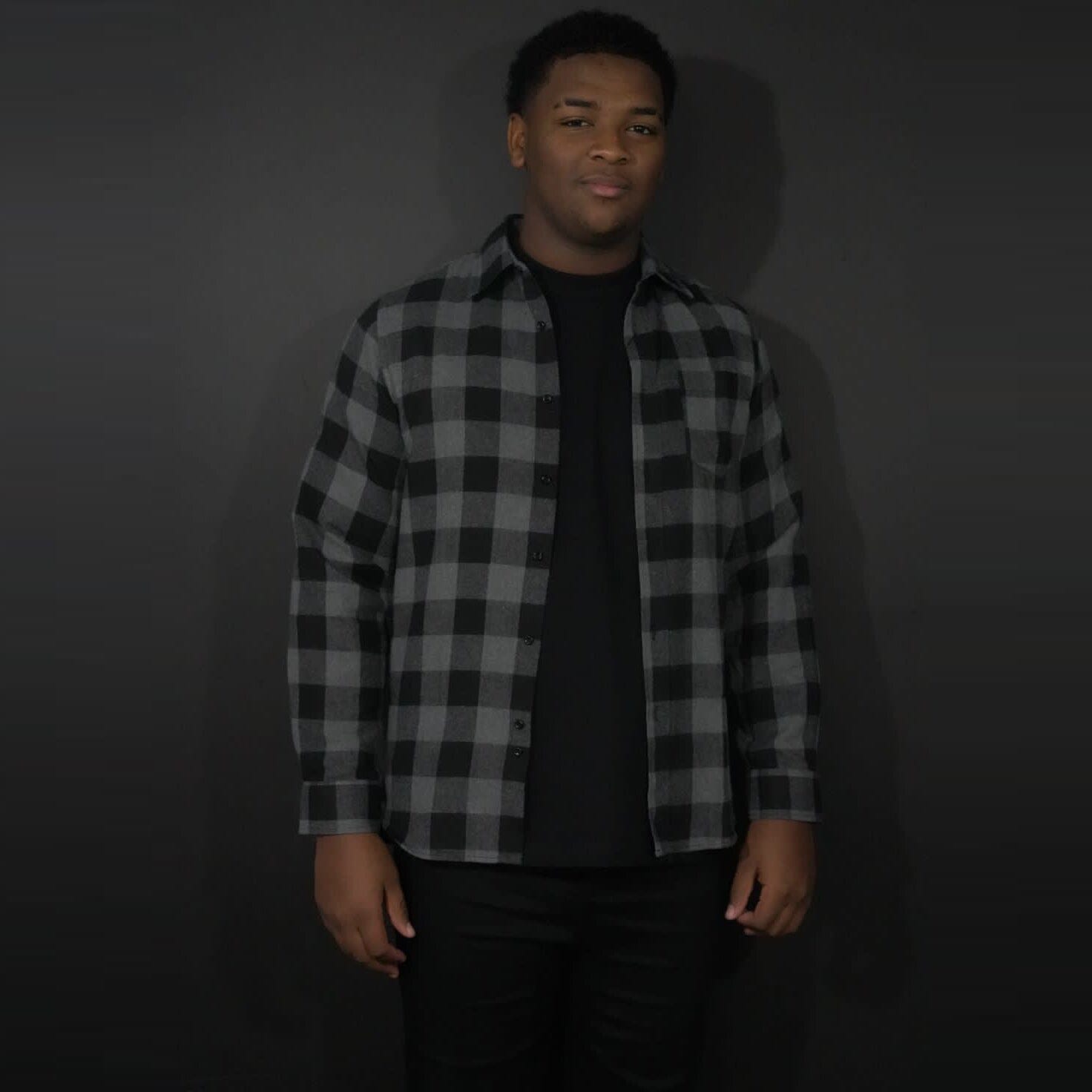 Black and Grey Flannel Long Sleeve Shirt to Match Jordan Legacy 312 Hot Lava