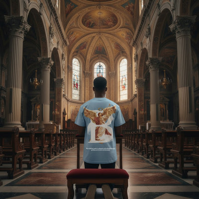Be of God tee, shot in the cathedral