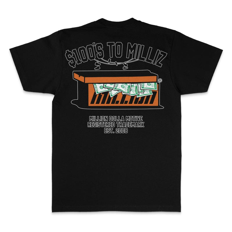 100's to Milliz - Black T-Shirt T-Shirt Million Dolla Motive 