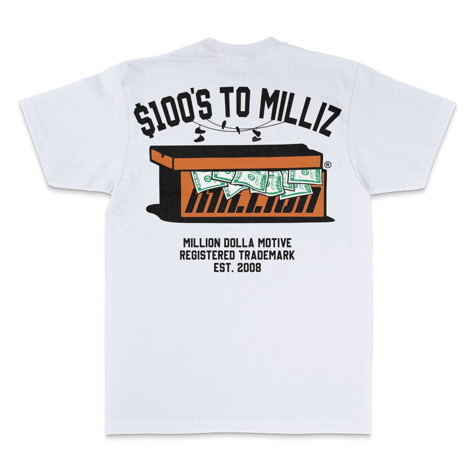 
                  
                    100's to Milliz - White T-Shirt
                  
                