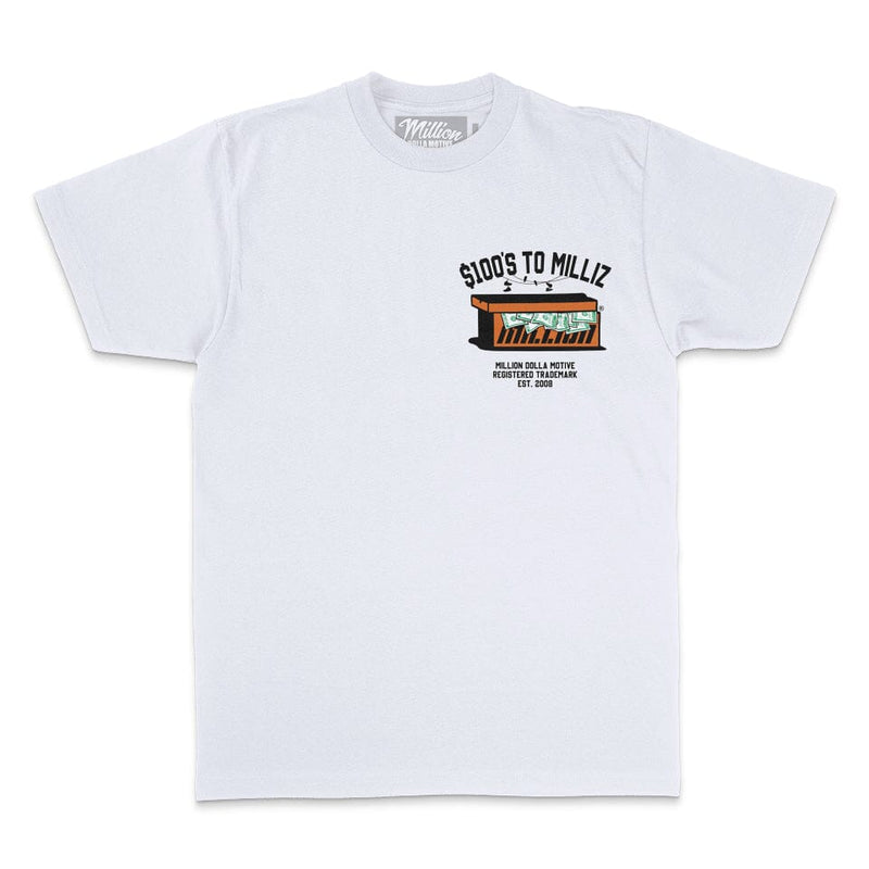 100's to Milliz - White T-Shirt T-Shirt Million Dolla Motive 