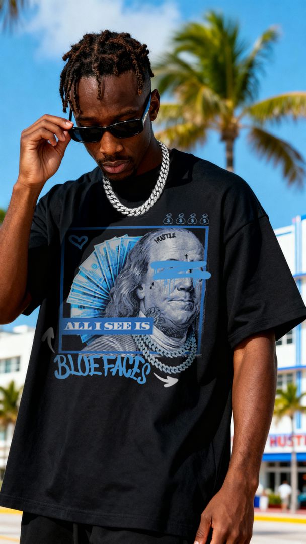 All I See is Blue Faces - Black T-Shirt
