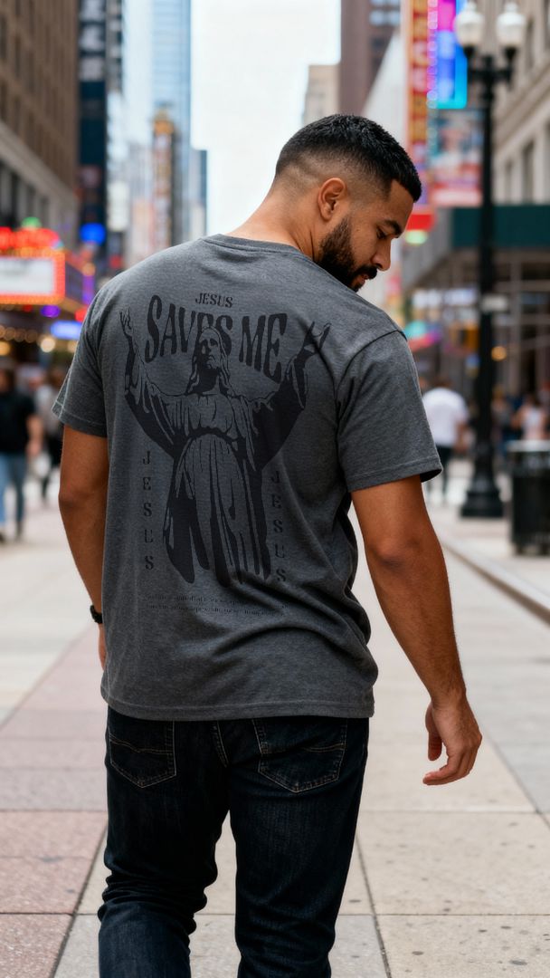 Jesus Saves Me - Black Vintage Dye T-Shirt