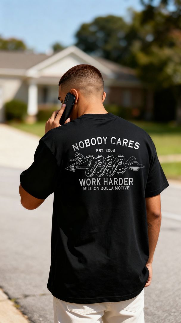 Nobody Cares Work Harder - Black T-Shirt