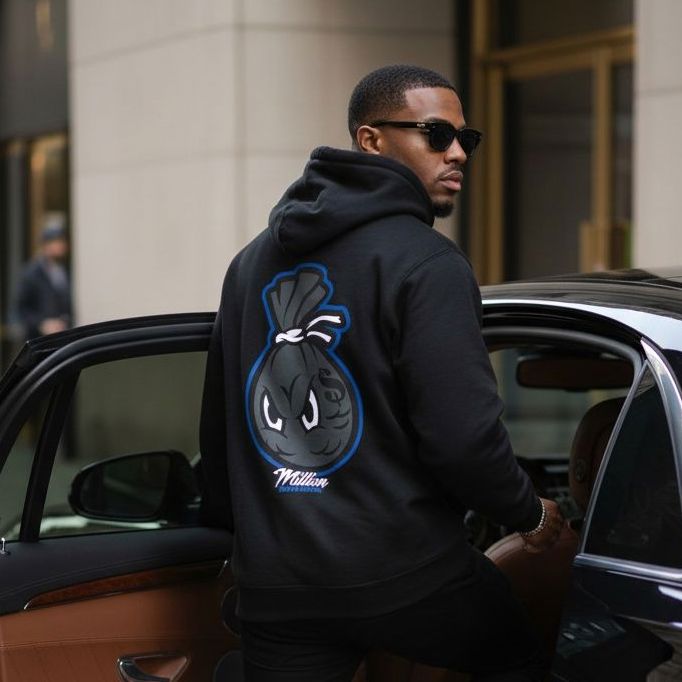 Money Bag - Black Hoodie Sweatshirt Outerwear Million Dolla Motive 