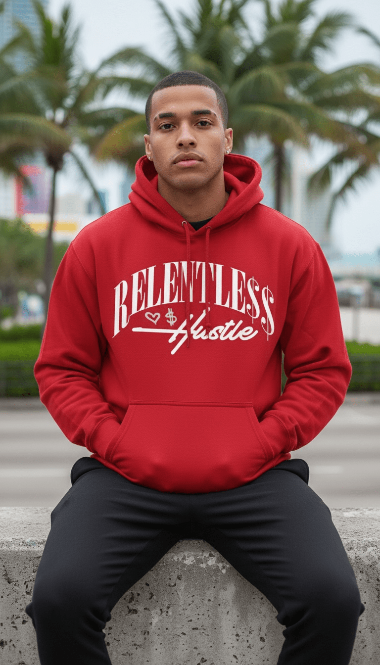 
                  
                    Relentless Hustle - Red Hoodie Sweatshirt
                  
                