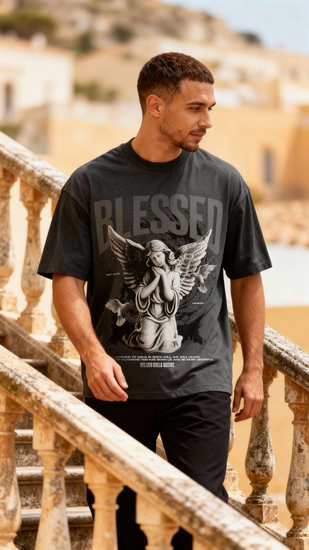 Blessed Angel 2.0 - Vintage Black T-Shirt