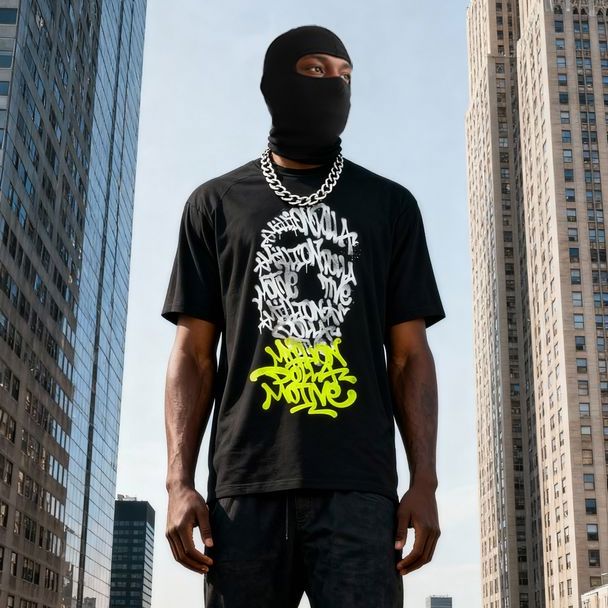 Graffiti Mask - Black T-Shirt T-Shirt Million Dolla Motive 