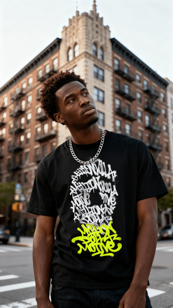 
                  
                    Graffiti Mask - Black T-Shirt
                  
                