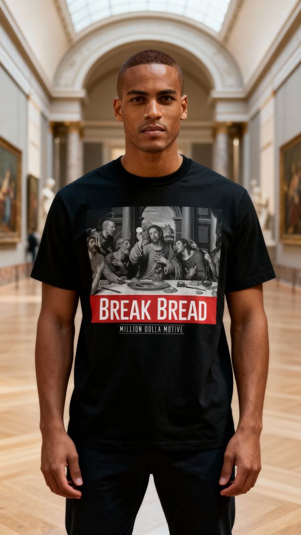 Break Bread - Red on Black T-Shirt