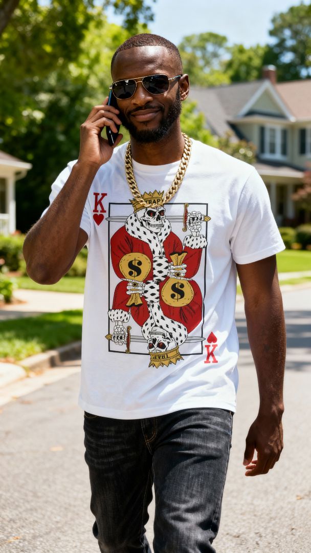 Trap King Card - White T-Shirt