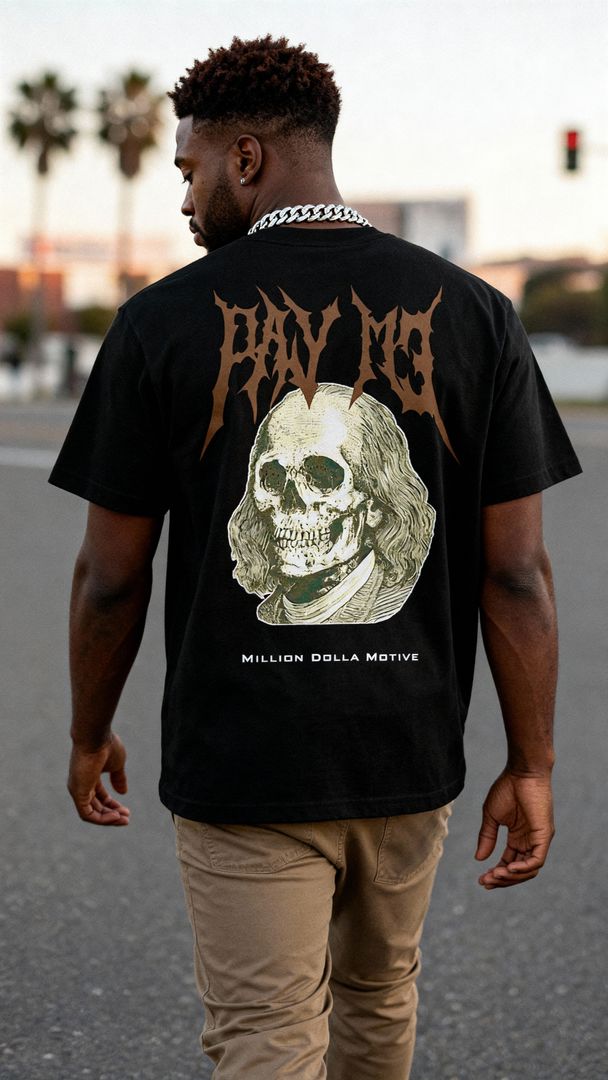 Pay Me Benjamin Skull - Black T-Shirt