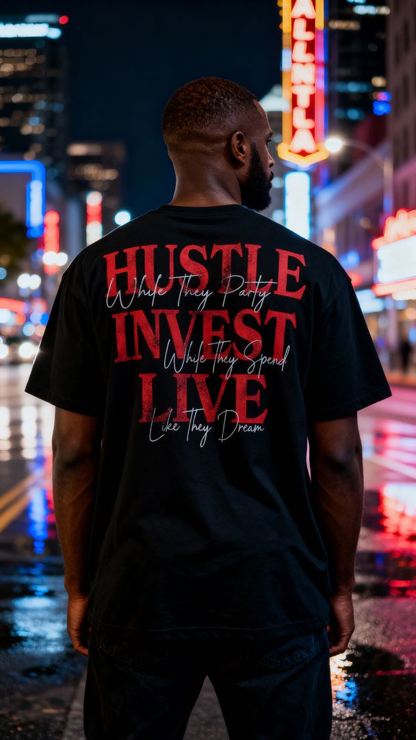 Hustle Invest Live - Black T-Shirt