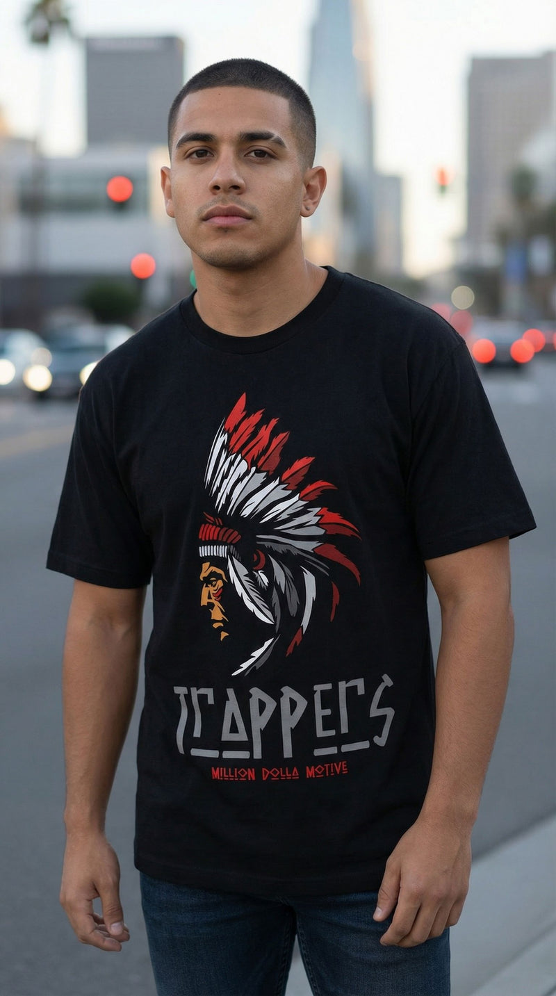 Trappers - Red on Black T-Shirt