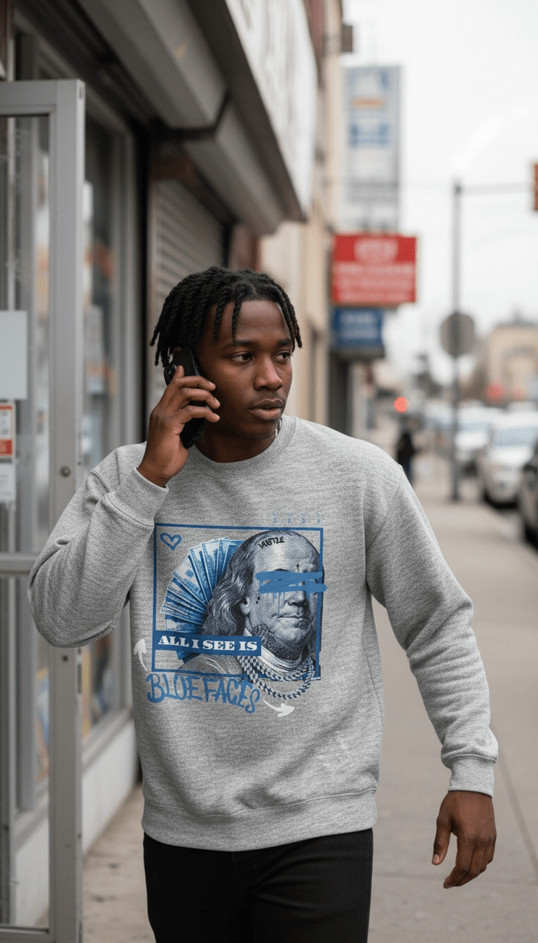
                  
                    All I See is Blue Faces - Heather Grey Crewneck Sweatshirt
                  
                