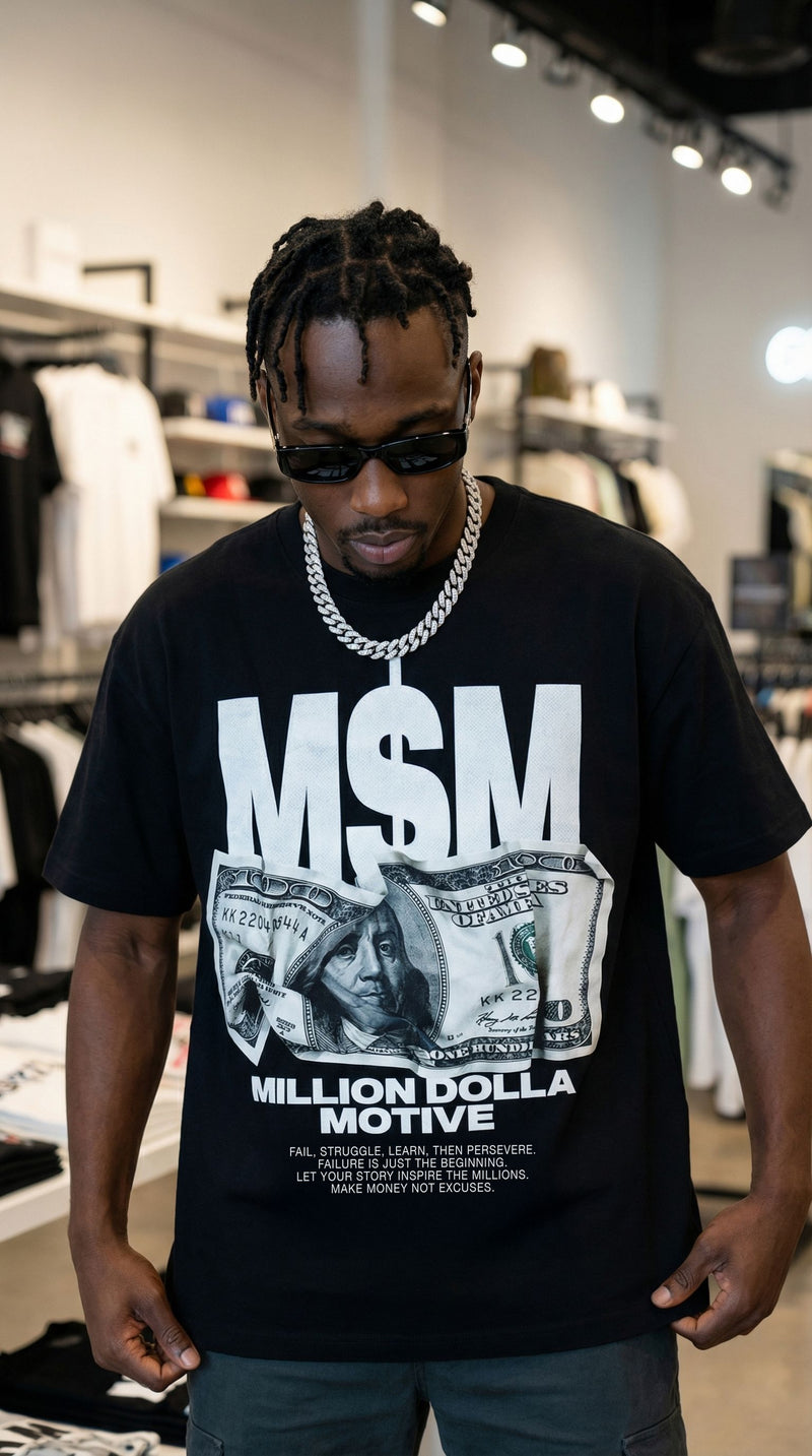Crumpled Money M$M - Black T-Shirt