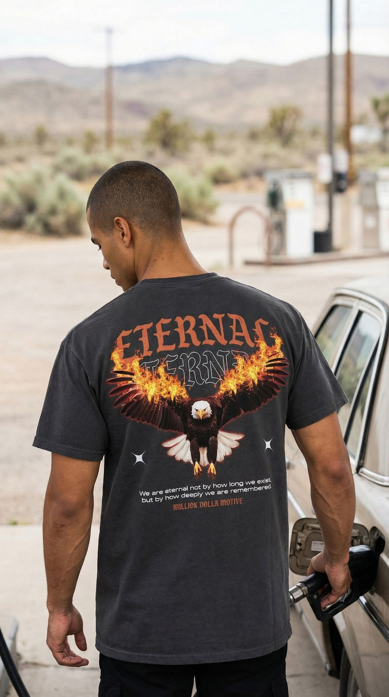 Eternal Eagle - Black Vintage Dye T-Shirt