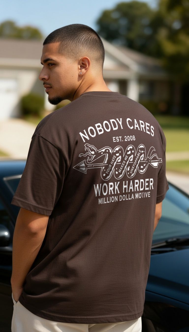 Nobody Cares Work Harder - Brown T-Shirt