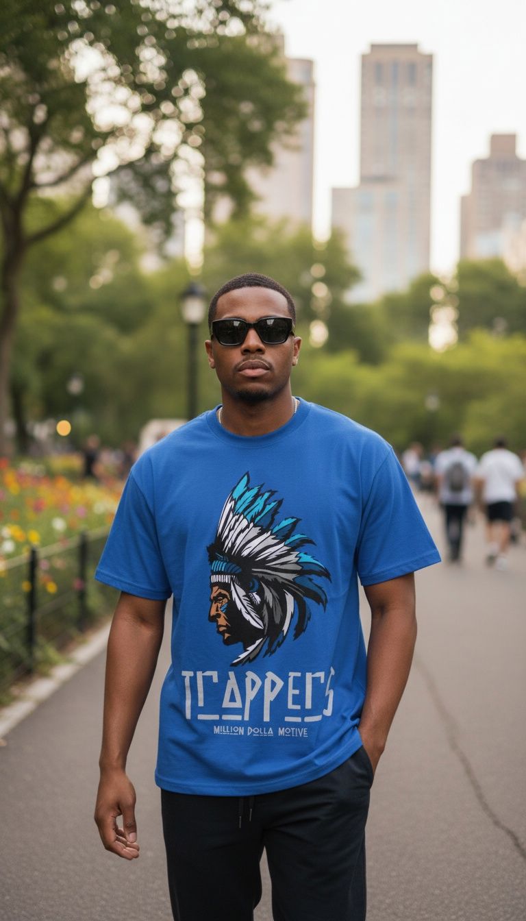 Trappers - Blue on Royal Blue T-Shirt