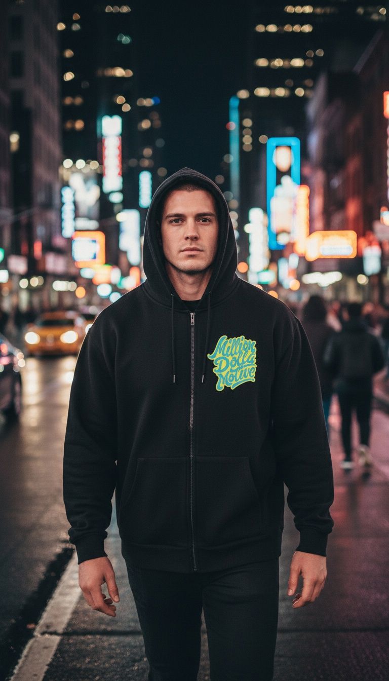 
                  
                    Rich & Hungry - Black Zipper Hoodie Sweatshirt
                  
                