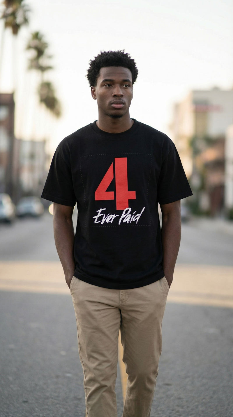 4 Ever Paid - Red on Black T-Shirt
