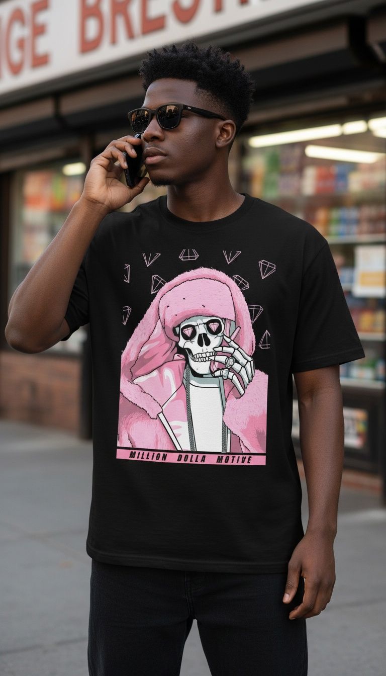 Pink Fur - Black T-Shirt
