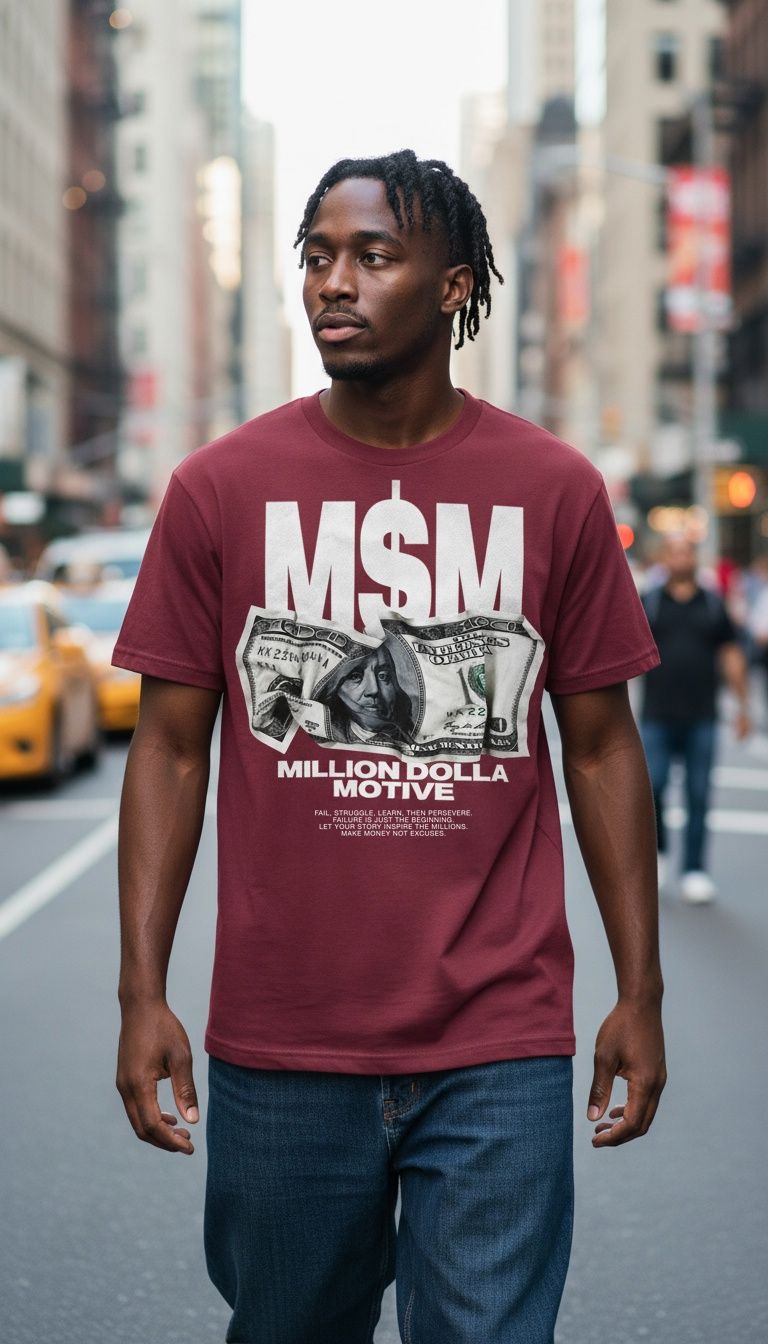 Crumpled Money M$M - Burgundy T-Shirt