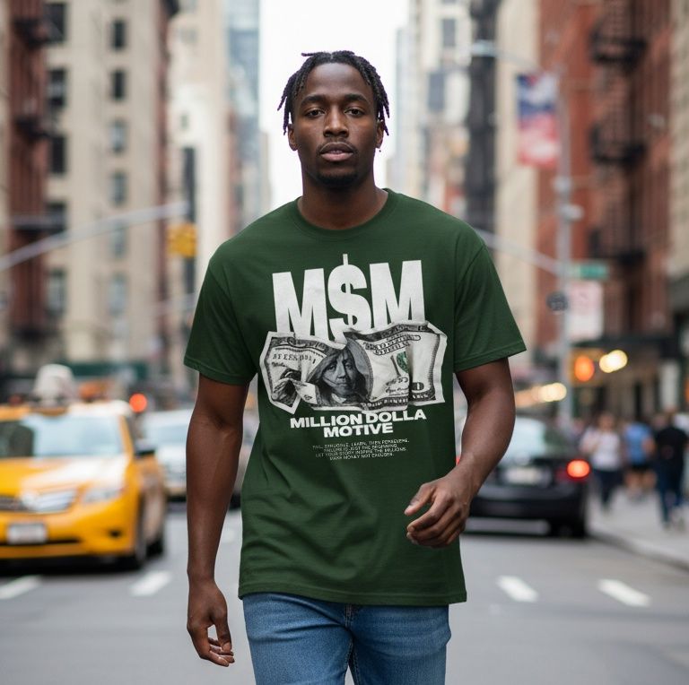 Crumpled Money M$M - Dark Green T-Shirt