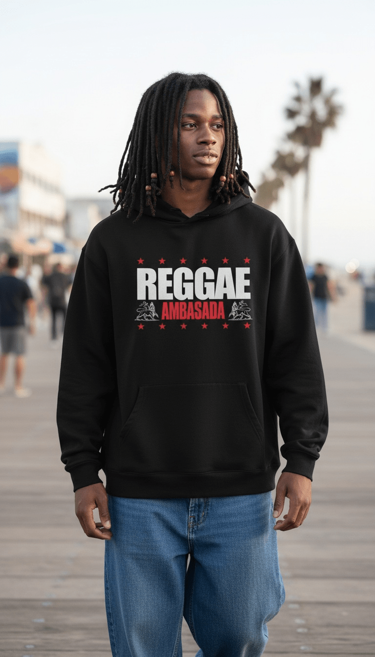 
                  
                    Reggae Ambasada - Black Hoodie Sweatshirt
                  
                