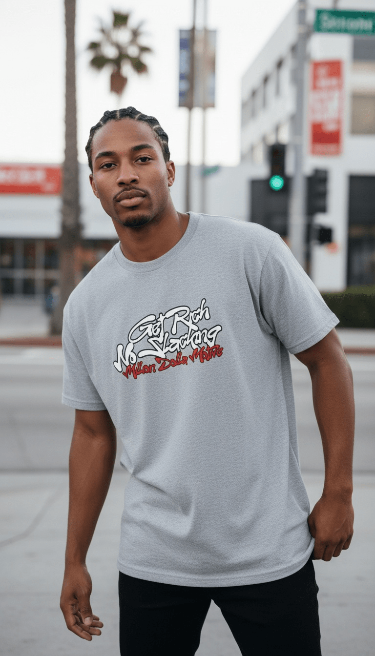 
                  
                    Get Rich No Slacking - Heather Grey T-Shirt
                  
                