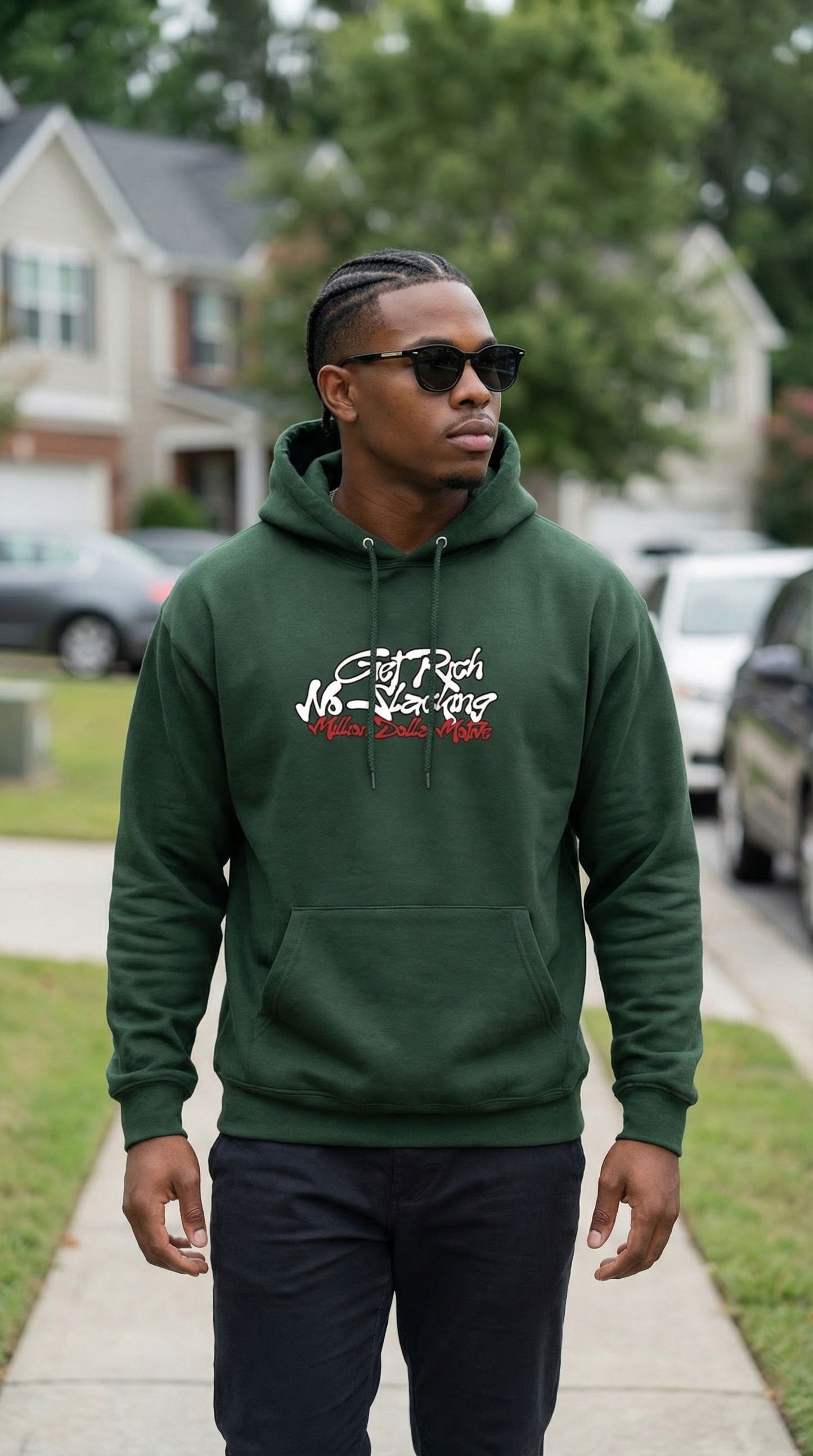 
                  
                    Get Rich No Slacking - Dark Green Hoodie Sweatshirt
                  
                