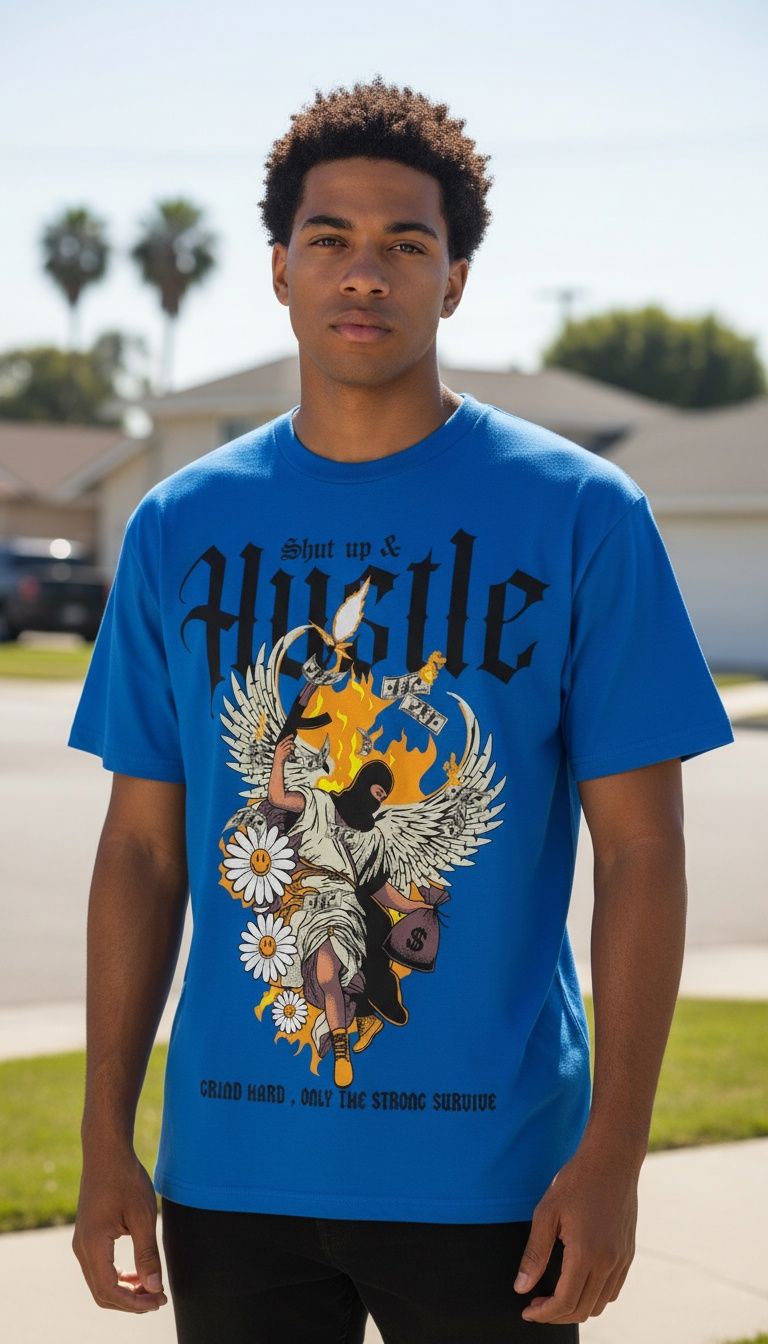 Shut Up & Hustle - Royal Blue T-Shirt
