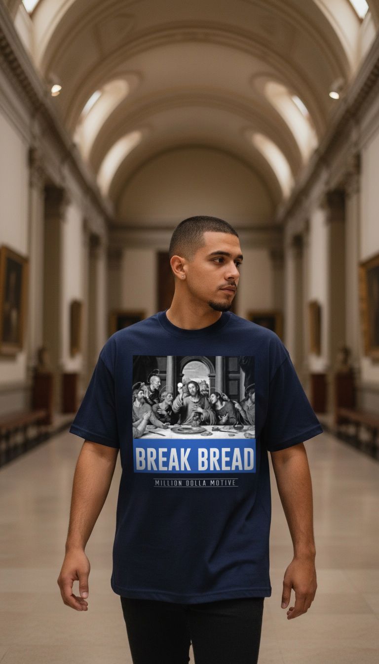 Break Bread - University Blue on Navy T-Shirt