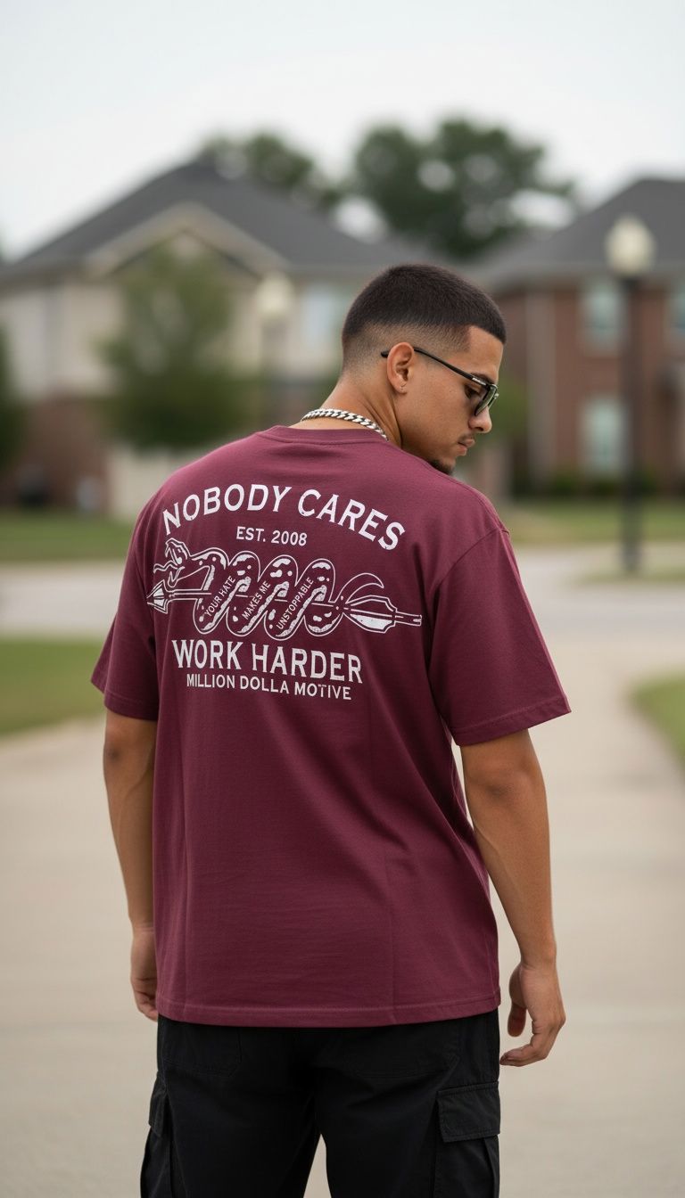 Nobody Cares Work Harder - Burgundy T-Shirt