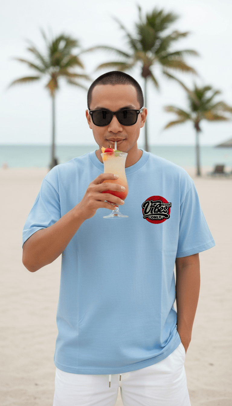 
                  
                    Good Vibes Only - University Blue T-Shirt
                  
                