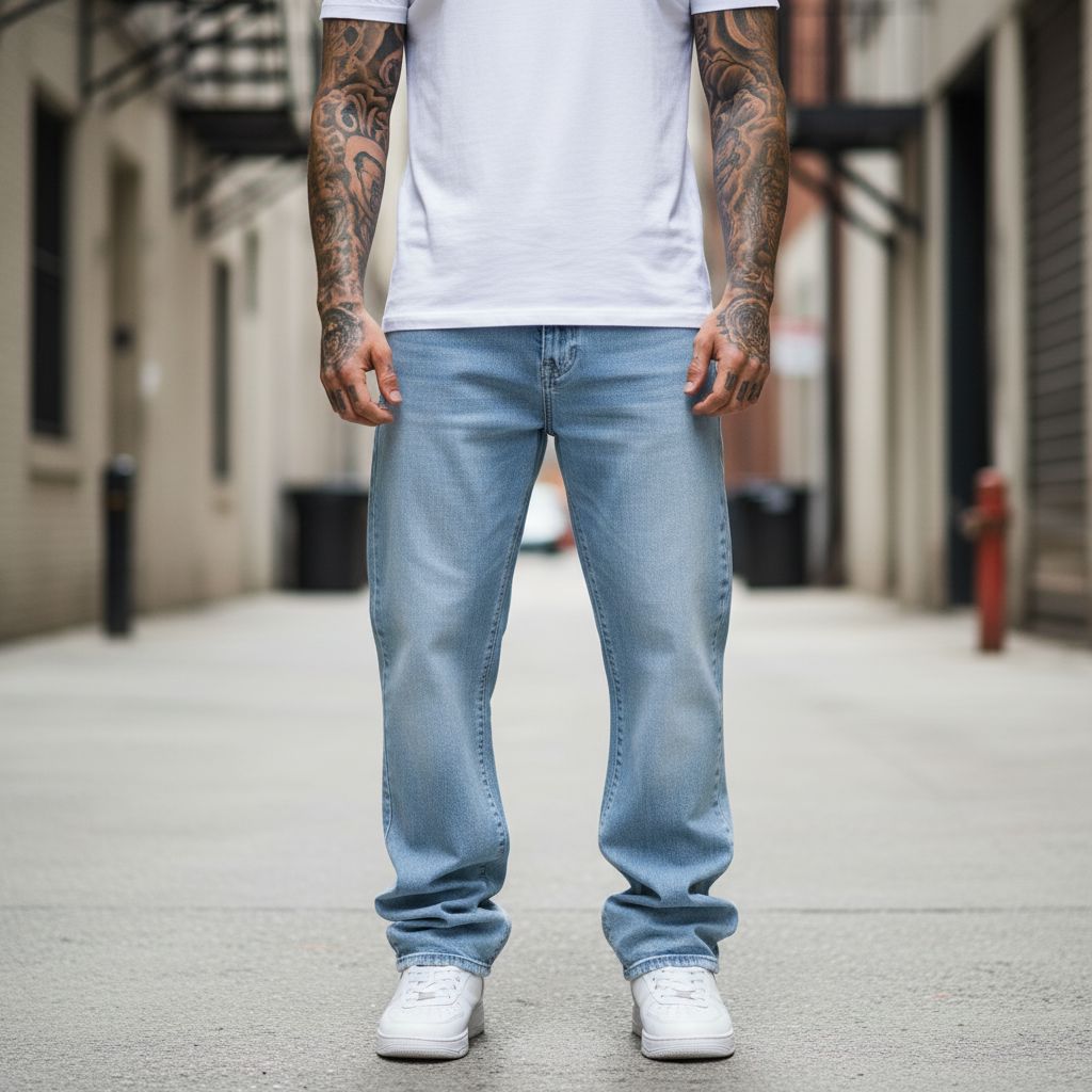 
                  
                    Light Blue Taper Denim Pants
                  
                