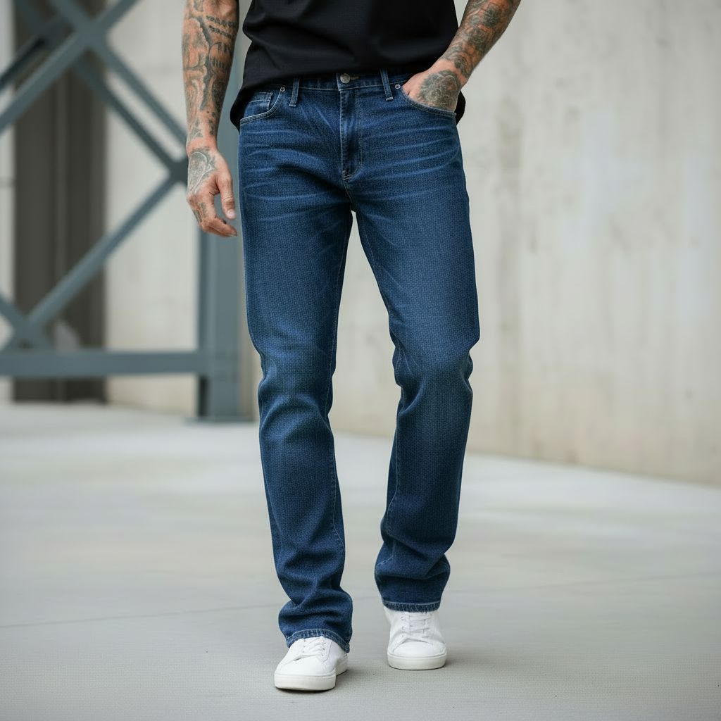 
                  
                    Retro 70's Blue Taper Denim Pants
                  
                