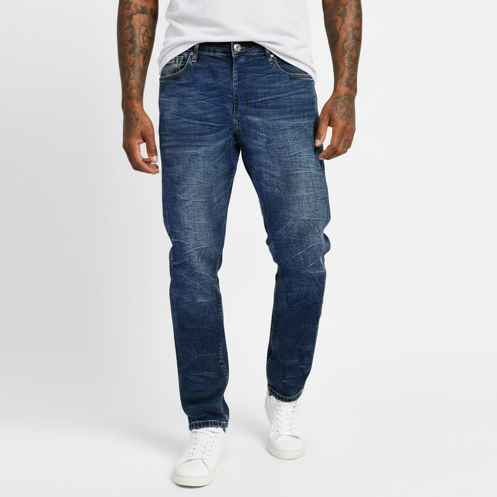 
                  
                    Dark Indigo Blue Taper Denim Pants
                  
                