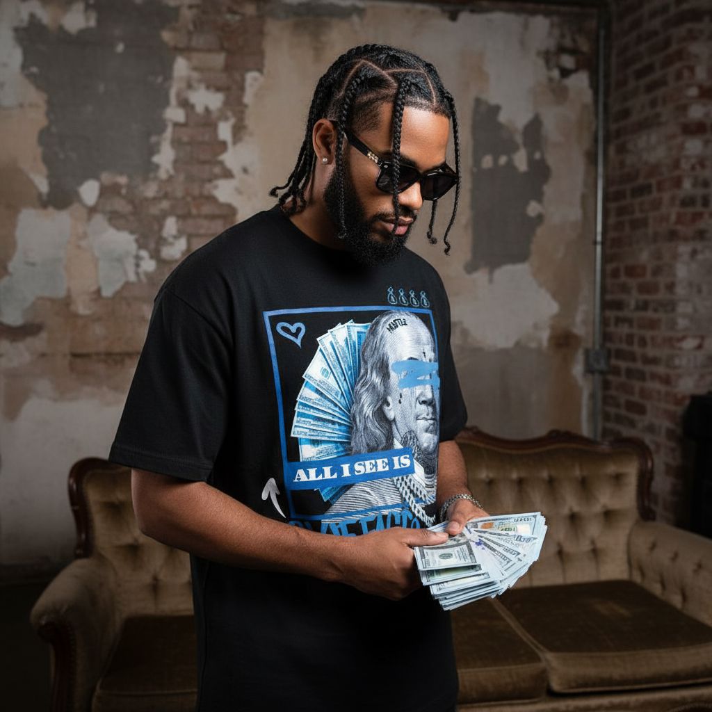 All I See is Blue Faces - Black T-Shirt T-Shirt Million Dolla Motive 