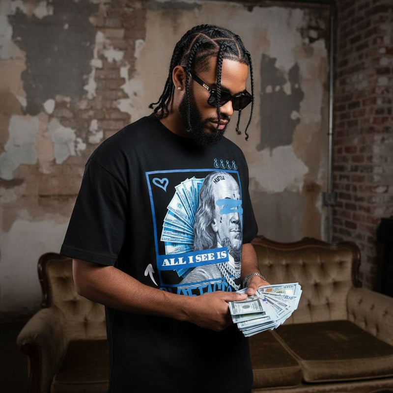 All I See is Blue Faces - Black T-Shirt T-Shirt Million Dolla Motive 