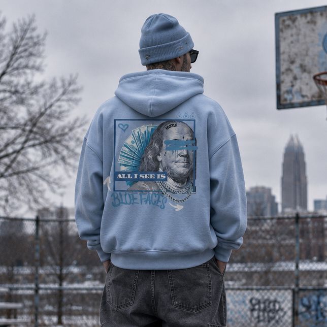 All I See is Blue Faces - University Blue Hoodie Sweatshirt Outerwear Million Dolla Motive 