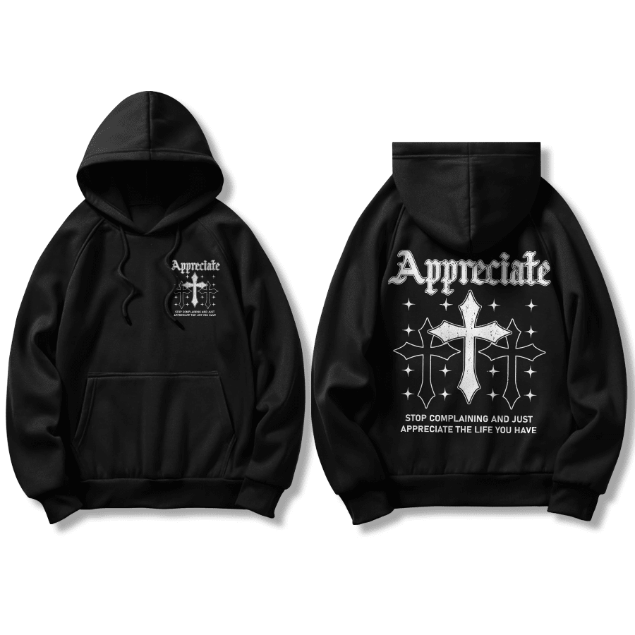 Appreciate Crosses - Black Hoodie Sweatshirt