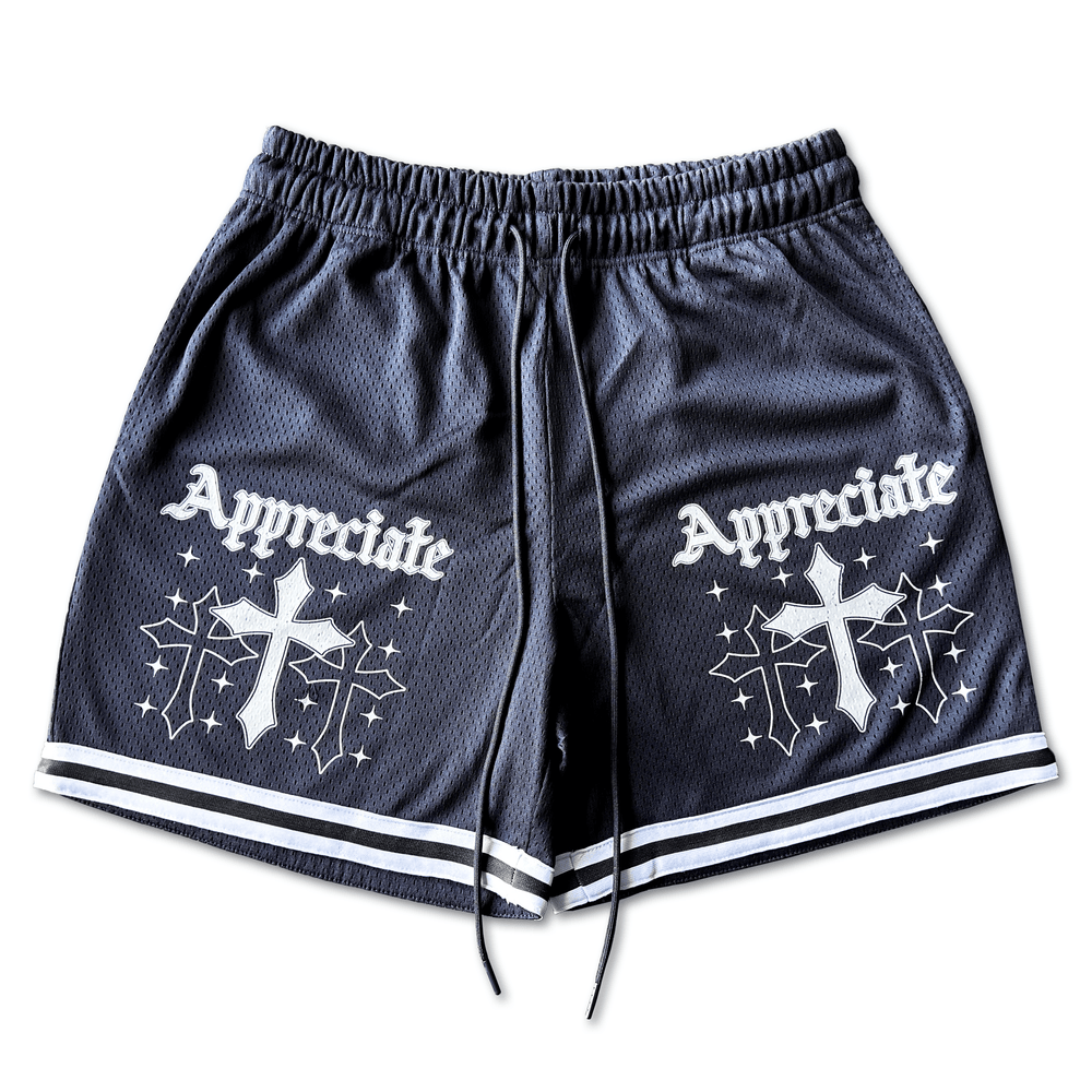 Appreciate Crosses - Navy Basketball Shorts