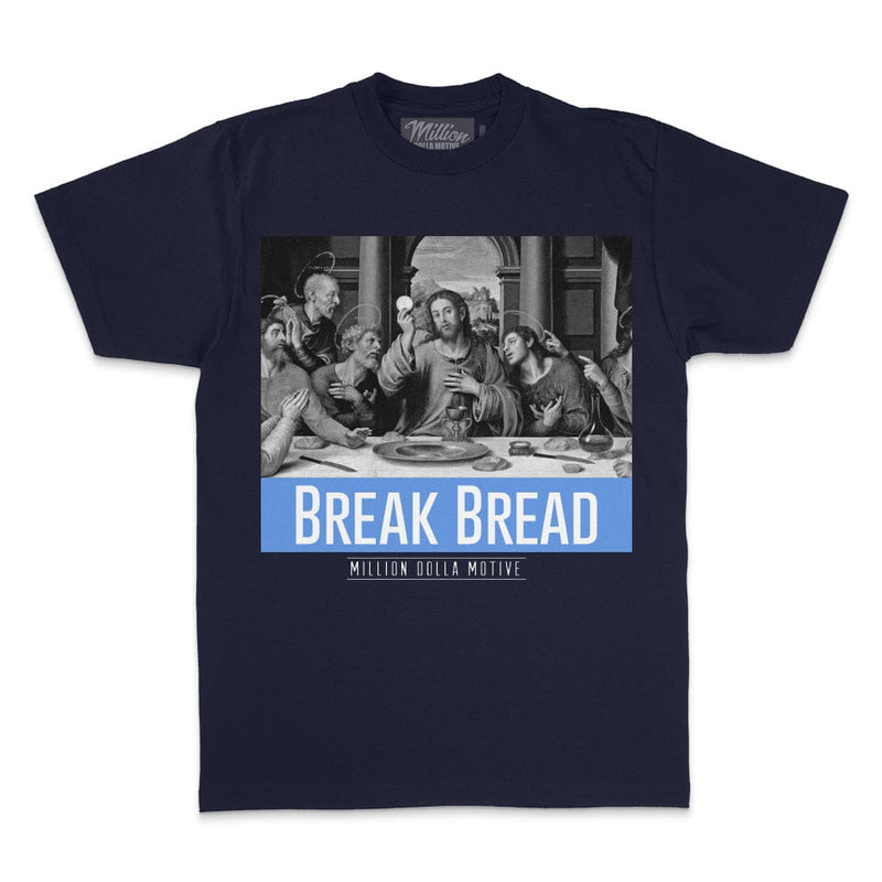 Break Bread - University Blue on Navy T-Shirt T-Shirt Million Dolla Motive 