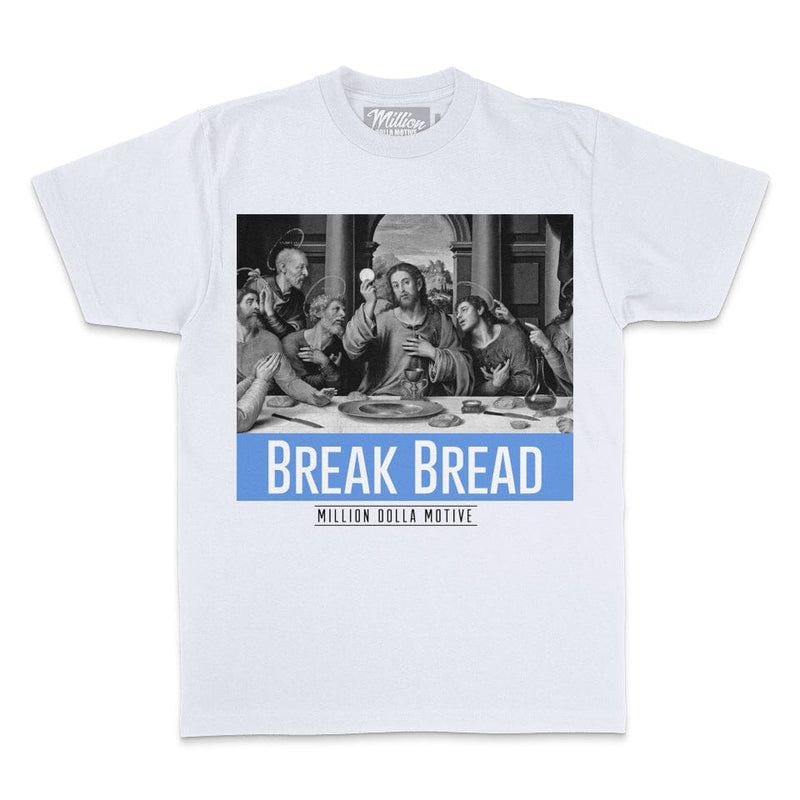 Break Bread -Blue on White T-Shirt T-Shirt Million Dolla Motive 