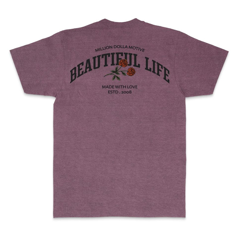 Beautiful Life - Maroon Vintage Dye T-Shirt